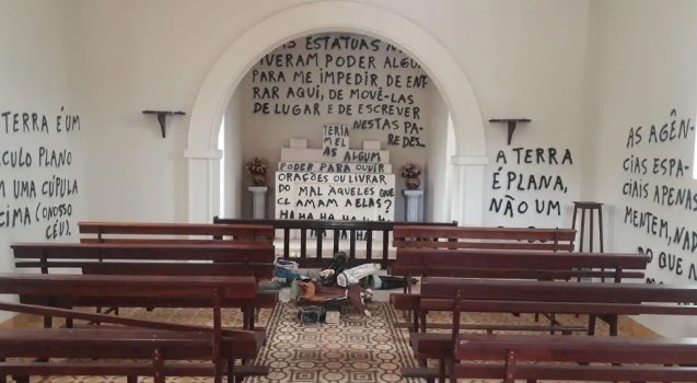 Capela de Araras é vandalizada por terraplanista com ataques a imagens de santos; Diocese repudia ato