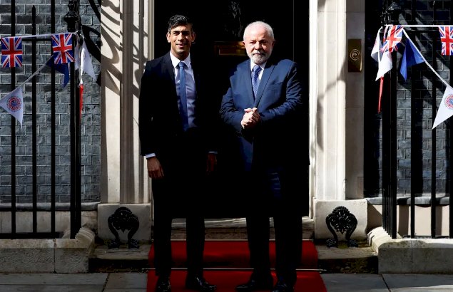 Lula se reúne com primeiro-ministro do Reino Unido, Rishi Sunak