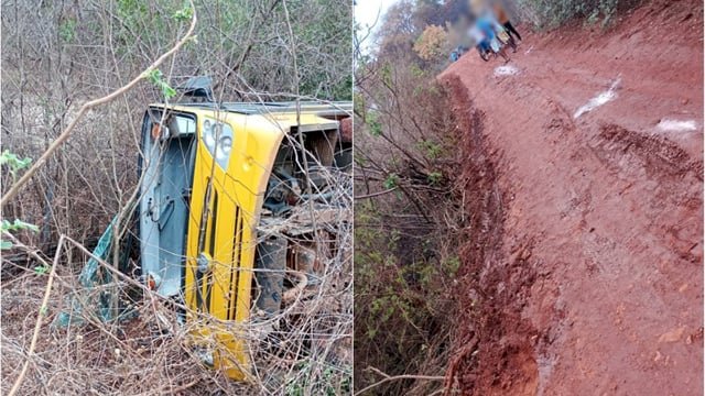 Ônibus escolar com estudantes tomba em estrada vicinal no sul do Piauí