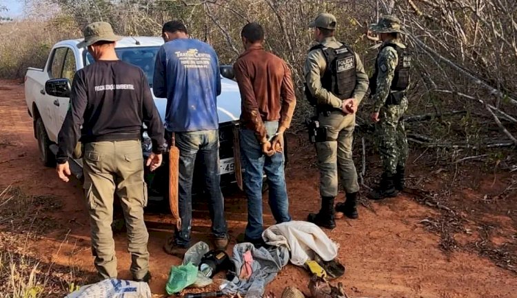 Caçadores são presos dentro do Parque Nacional da Serra da Capivara, no Piauí, com animais silvestres e armas